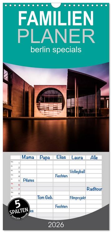Produktbild: Familienplaner 2026 - berlin specials mit 5 Spalten (Wandkalender, 21 x 45 cm) CALVENDO