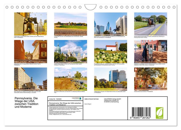 Produktbild: Pennsylvania. Die Wiege der USA zwischen Tradition und Moderne (Wandkalender 2026 DIN A4 quer), CALVENDO Monatskalender