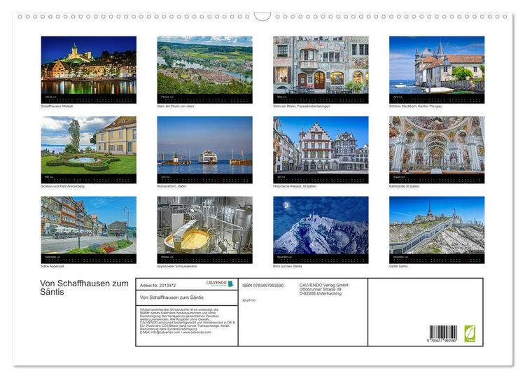 Produktbild: Von Schaffhausen zum S&auml;ntis (Wandkalender 2026 DIN A2 quer), CALVENDO Monatskalender