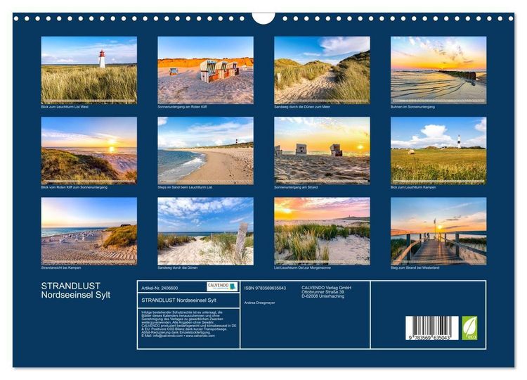 Produktbild: STRANDLUST Nordseeinsel Sylt (Wandkalender 2027 DIN A3 quer), CALVENDO Monatskalender