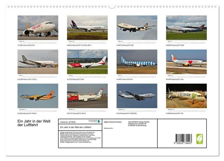 Produktbild: Ein Jahr in der Welt der Luftfahrt (hochwertiger Premium Wandkalender 2026 DIN A2 quer), Kunstdruck in Hochglanz