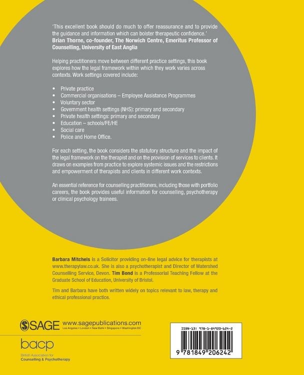 Produktbild: Legal Issues Across Counselling & Psychotherapy Settings