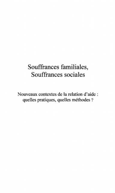 Produktbild: Souffrances familiales, souffrances soci