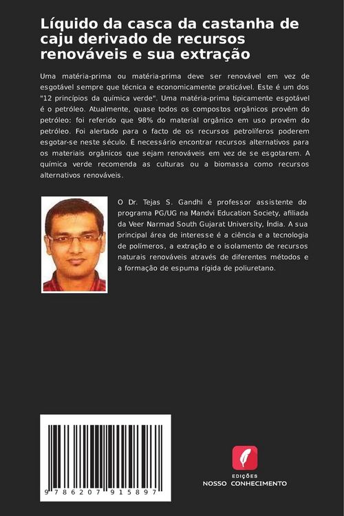 Produktbild: L&iacute;quido da casca da castanha de caju derivado de recursos renov&aacute;veis e sua extra&ccedil;&atilde;o