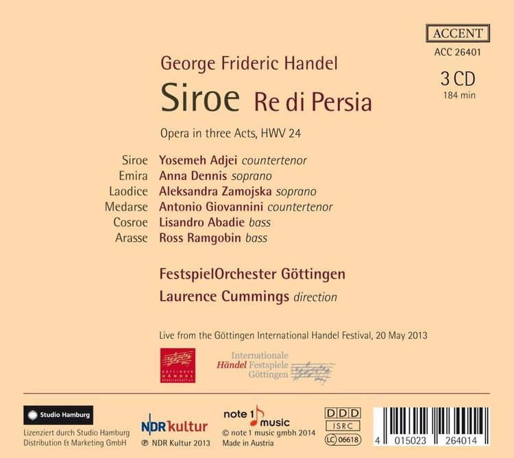 Produktbild: Handel: Siroe Re Di Persia,Opera in 3 Acts Hwv24