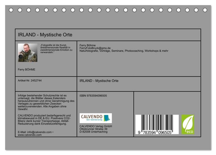 Produktbild: IRLAND - Mystische Orte (Tischkalender 2027 DIN A5 quer), CALVENDO Monatskalender