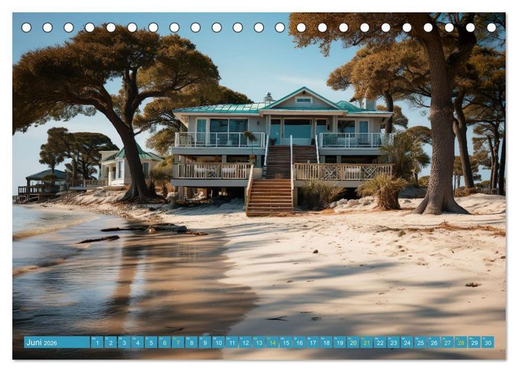 Produktbild: Wundersch&ouml;ne Strandh&auml;user (Tischkalender 2026 DIN A5 quer), CALVENDO Monatskalender
