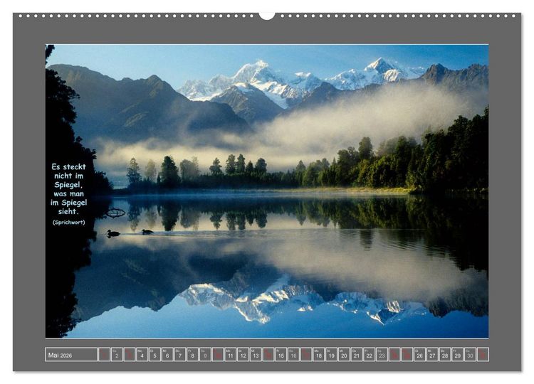 Produktbild: Naturwunder Neuseeland - in Bild und Text (hochwertiger Premium Wandkalender 2026 DIN A2 quer), Kunstdruck in Hochglanz