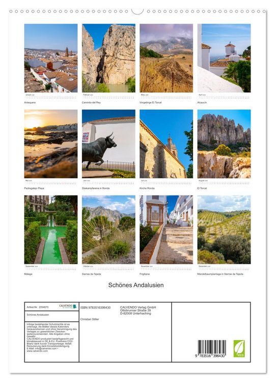 Produktbild: Sch&ouml;nes Andalusien (hochwertiger Premium Wandkalender 2026 DIN A2 hoch), Kunstdruck in Hochglanz