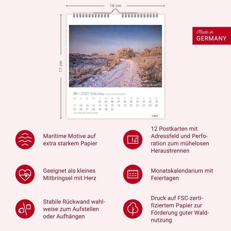 Produktbild: St. Peter-Ording und die Halbinsel Eiderstedt Postkartenkalender 2027 - und die Halbinsel Eiderstedt