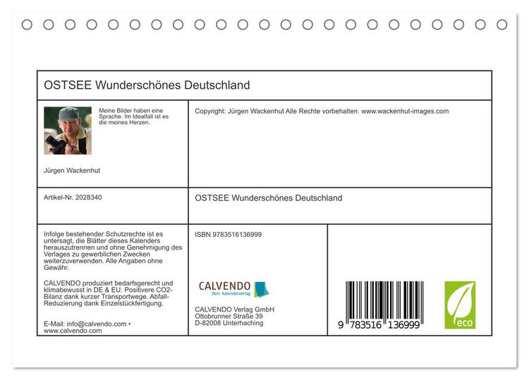 Produktbild: OSTSEE Wundersch&ouml;nes Deutschland (Tischkalender 2026 DIN A5 quer), CALVENDO Monatskalender