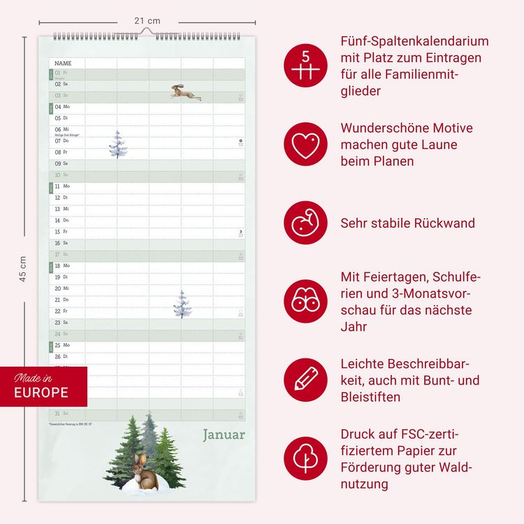 Produktbild: tm Tiere des Waldes Familienplaner 2027