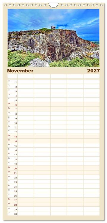 Produktbild: Familienplaner 2027 - S&uuml;dengland - Mystische Steinkreise und Dartmoor mit 5 Spalten (Wandkalender, 21 x 45 cm) CALVENDO