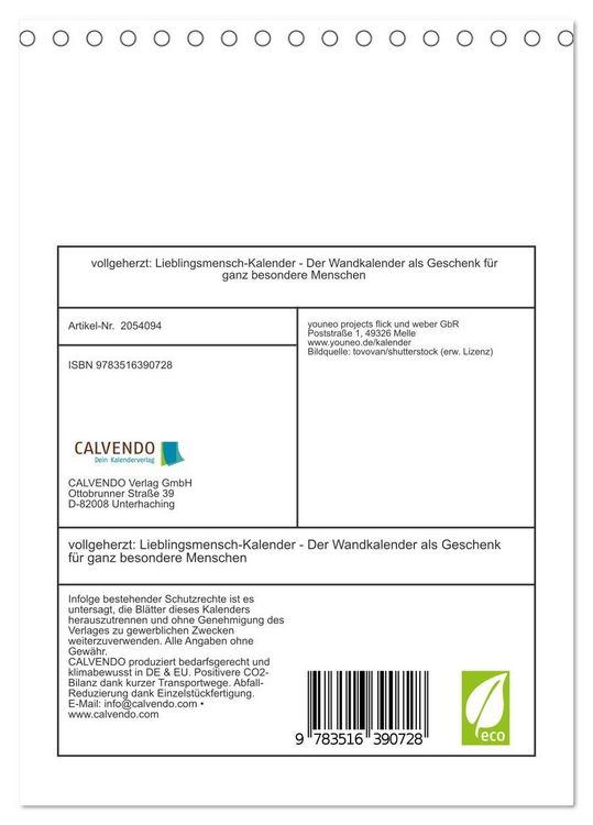 Produktbild: vollgeherzt: Lieblingsmensch-Kalender - Der Wandkalender als Geschenk f&uuml;r ganz besondere Menschen (Tischkalender 2026 DIN A5 hoch), CALVENDO Monatskalender