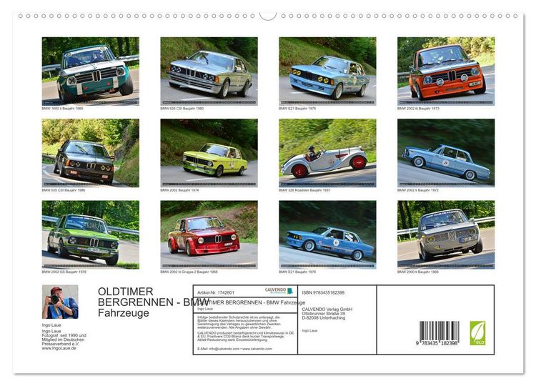 Produktbild: OLDTIMER BERGRENNEN - BMW Fahrzeuge (hochwertiger Premium Wandkalender 2025 DIN A2 quer), Kunstdruck in Hochglanz