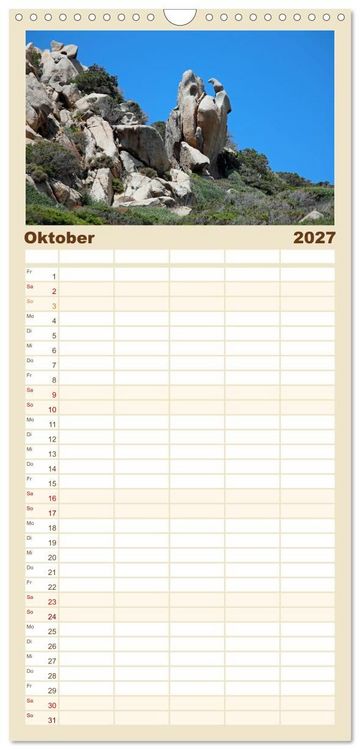 Produktbild: Familienplaner 2027 - Traumhaftes Sardinien mit 5 Spalten (Wandkalender, 21 x 45 cm) CALVENDO