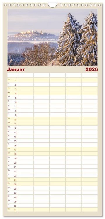 Produktbild: Familienplaner 2026 - Stimmungsvolle Landschaften in Sachsen mit 5 Spalten (Wandkalender, 21 x 45 cm) CALVENDO