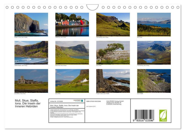 Produktbild: Mull, Skye, Staffa, Iona. Die Inseln der Inneren Hebriden (Wandkalender 2026 DIN A4 quer), CALVENDO Monatskalender