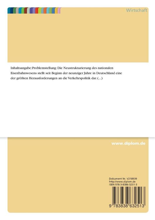 Produktbild: Weiterentwicklung der Bahnstrukturreform