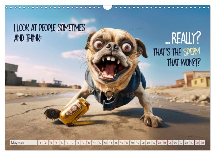 Produktbild: Crazy dogs COOL SAYINGS (Wall Calendar 2026 DIN A3 landscape), CALVENDO 12 Month Wall Calendar