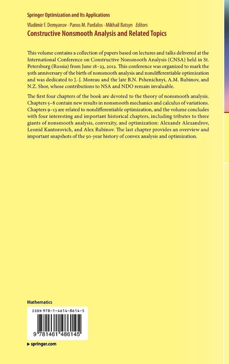 Produktbild: Constructive Nonsmooth Analysis and Related Topics