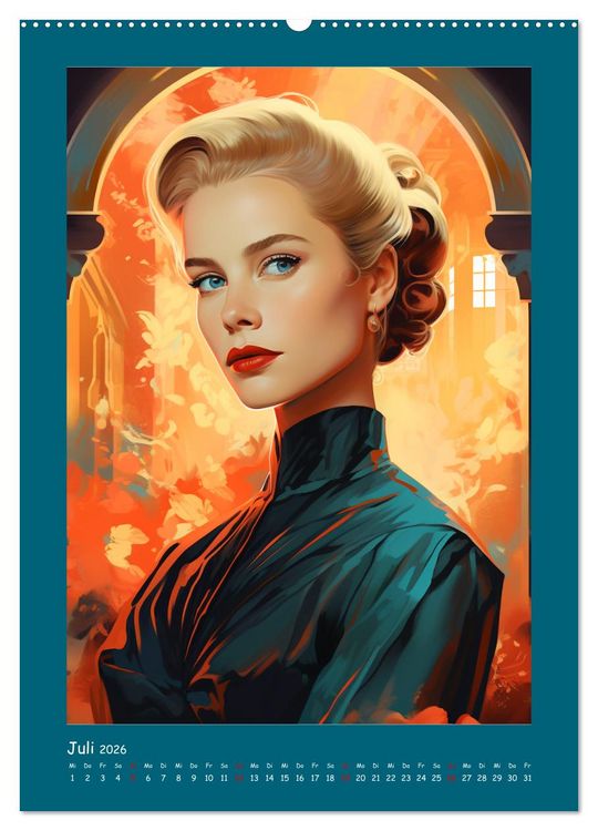 Produktbild: Glanz der Filmdiven. Art Nouveau Paintings im Poster-Stil (hochwertiger Premium Wandkalender 2026 DIN A2 hoch), Kunstdruck in Hochglanz