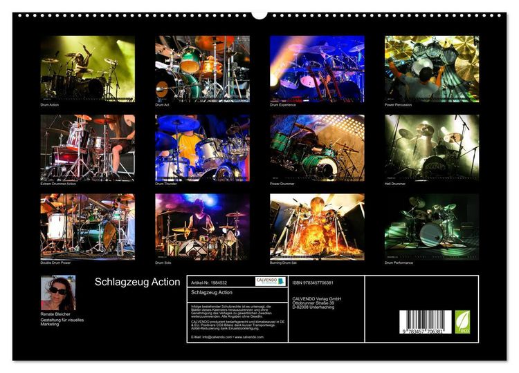 Produktbild: Schlagzeug Action (hochwertiger Premium Wandkalender 2026 DIN A2 quer), Kunstdruck in Hochglanz