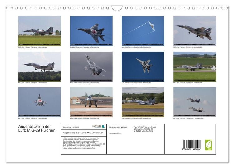 Produktbild: Augenblicke in der Luft: MiG-29 Fulcrum (Wandkalender 2026 DIN A3 quer), CALVENDO Monatskalender