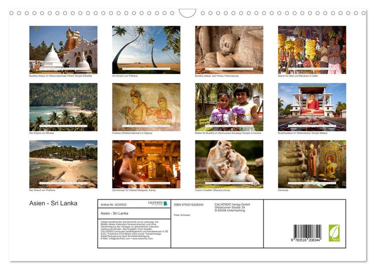 Produktbild: Asien - Sri Lanka (Wandkalender 2026 DIN A3 quer), CALVENDO Monatskalender