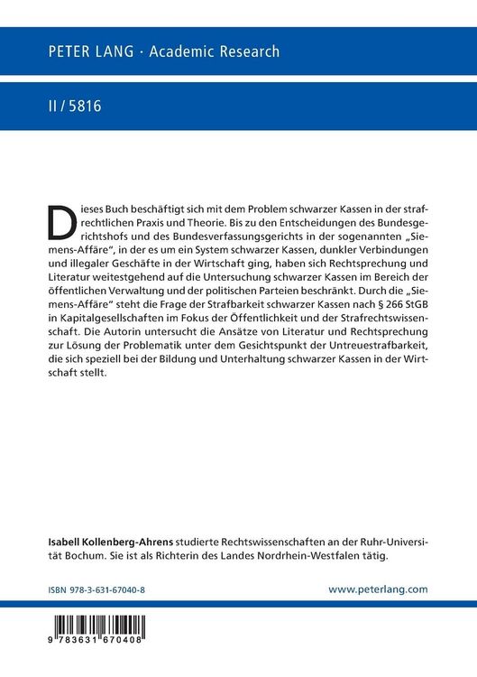 Produktbild: Zur Problematik der Bildung sogenannter schwarzer Kassen in Kapitalgesellschaften