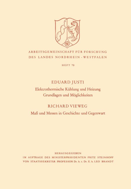 Produktbild: Elektrothermische K&uuml;hlung und Heizung Grundlagen und M&ouml;glichkeiten. Ma&szlig; und Messen in Geschichte und Gegenwart