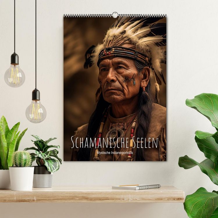 Produktbild: Schamanische Seelen: Mystische Indianerportraits (Wandkalender 2026 DIN A2 hoch), CALVENDO Monatskalender