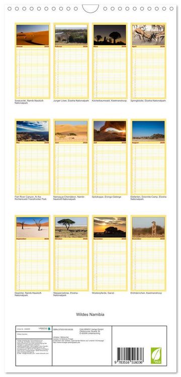Produktbild: Familienplaner 2026 - Wildes Namibia mit 5 Spalten (Wandkalender, 21 x 45 cm) CALVENDO