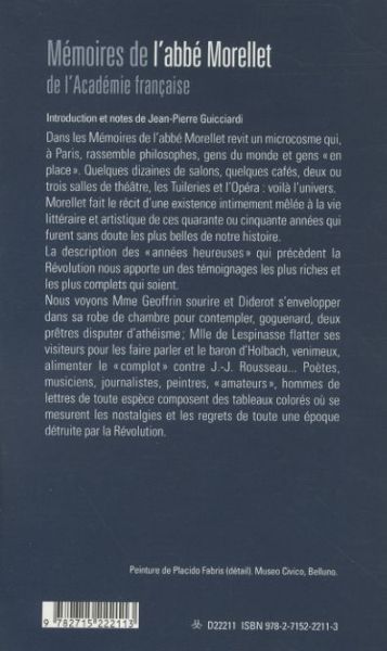 Produktbild: M&eacute;moires de l'abb&eacute; Morellet, de l'Acad&eacute;mie fran&ccedil;aise