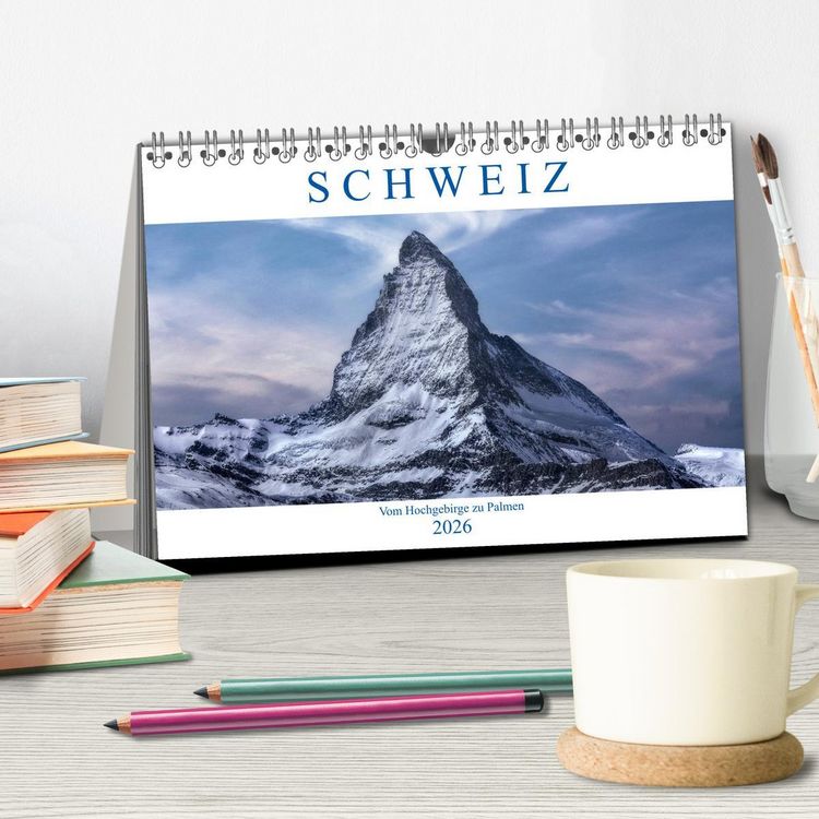 Produktbild: Schweiz - Vom Hochgebirge zu Palmen (Tischkalender 2026 DIN A5 quer), CALVENDO Monatskalender