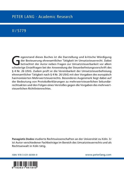 Produktbild: Die Besteuerung ehrenamtlicher T&auml;tigkeit im Umsatzsteuerrecht
