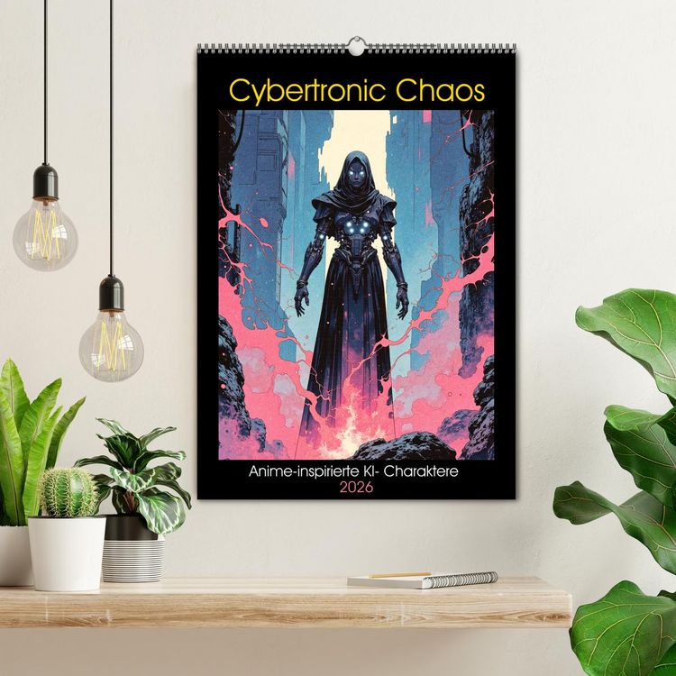 Produktbild: Cybertronic Chaos: Anime-inspirierte KI- Charaktere (Wandkalender 2026 DIN A2 hoch), CALVENDO Monatskalender
