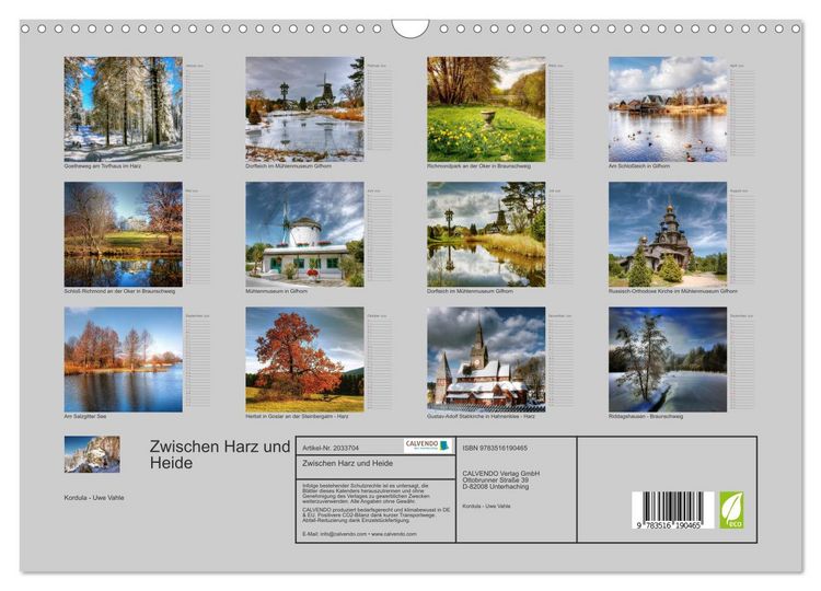 Produktbild: Zwischen Harz und Heide (Wandkalender 2026 DIN A3 quer), CALVENDO Monatskalender