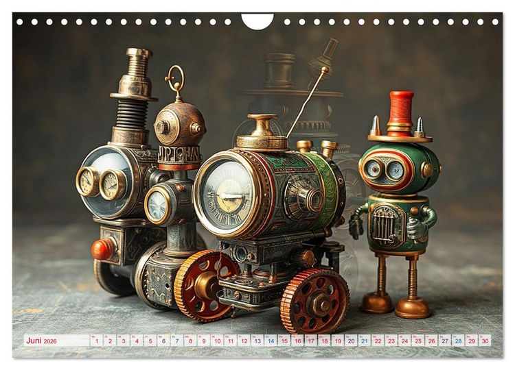 Produktbild: Mechanische Wunderwelten - Ein Jahr mit Steampunk Toys (Wandkalender 2026 DIN A4 quer), CALVENDO Monatskalender