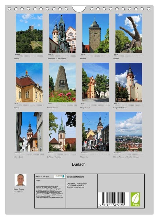 Produktbild: Durlach (Wandkalender 2026 DIN A4 hoch), CALVENDO Monatskalender