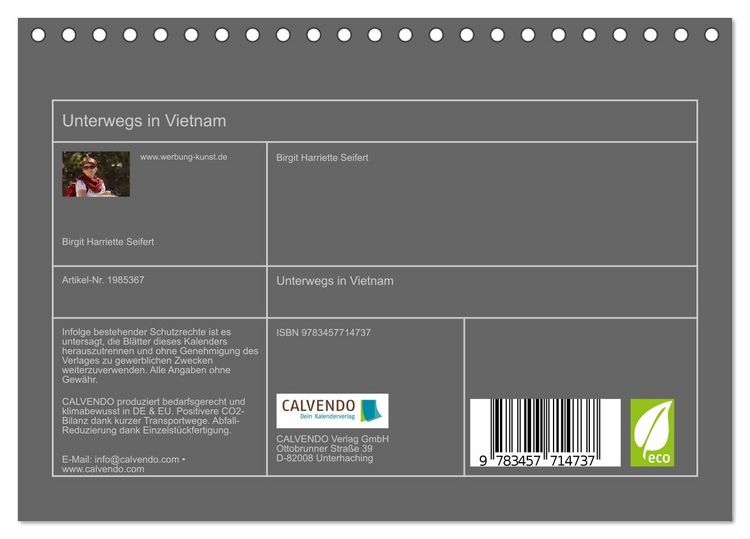 Produktbild: Unterwegs in Vietnam (Tischkalender 2026 DIN A5 quer), CALVENDO Monatskalender