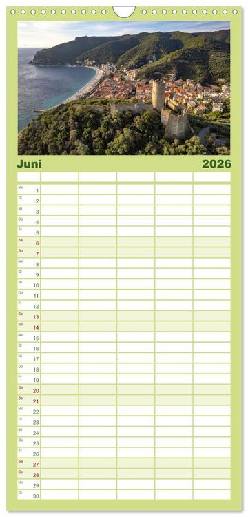 Produktbild: Familienplaner 2026 - Die Italienische Riviera - Ligurien mit 5 Spalten (Wandkalender, 21 x 45 cm) CALVENDO