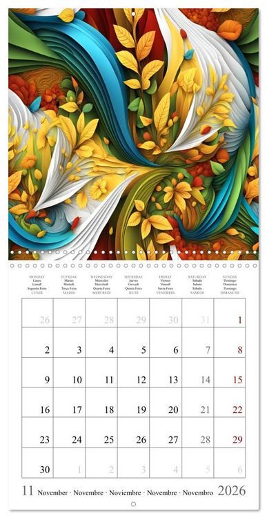 Produktbild: Quatre saisons - Fractales (Calendrier mural carr&eacute; 2026 30x30 cm) Calendrier double avec une page pour vos prises de notes