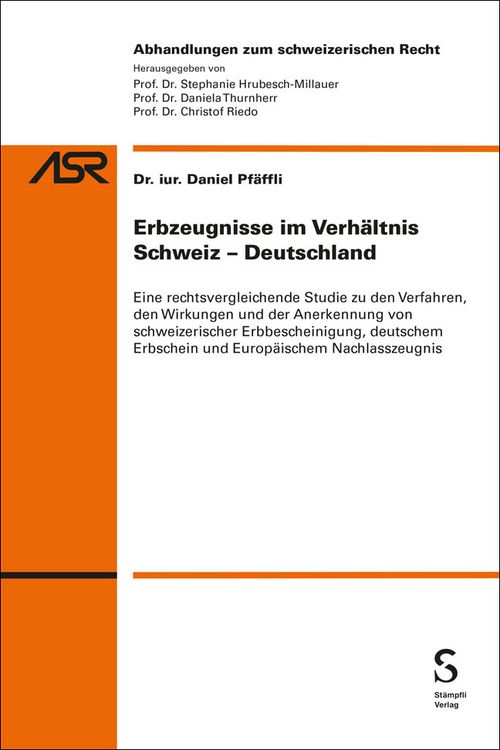 Produktbild: Erbzeugnisse im Verh&auml;ltnis Schweiz-Deutschland