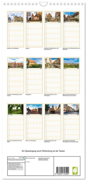 Produktbild: Familienplaner 2027 - Ein Spaziergang durch Rothenburg ob der Tauber mit 5 Spalten (Wandkalender, 21 x 45 cm) CALVENDO