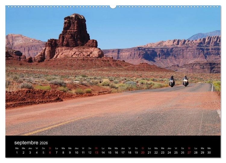 Produktbild: Born to be wild &ndash; Les &Eacute;tats-Unis en Harley-Davidson (Calendrier mural 2026 DIN A2 vertical) calendrier de bureau