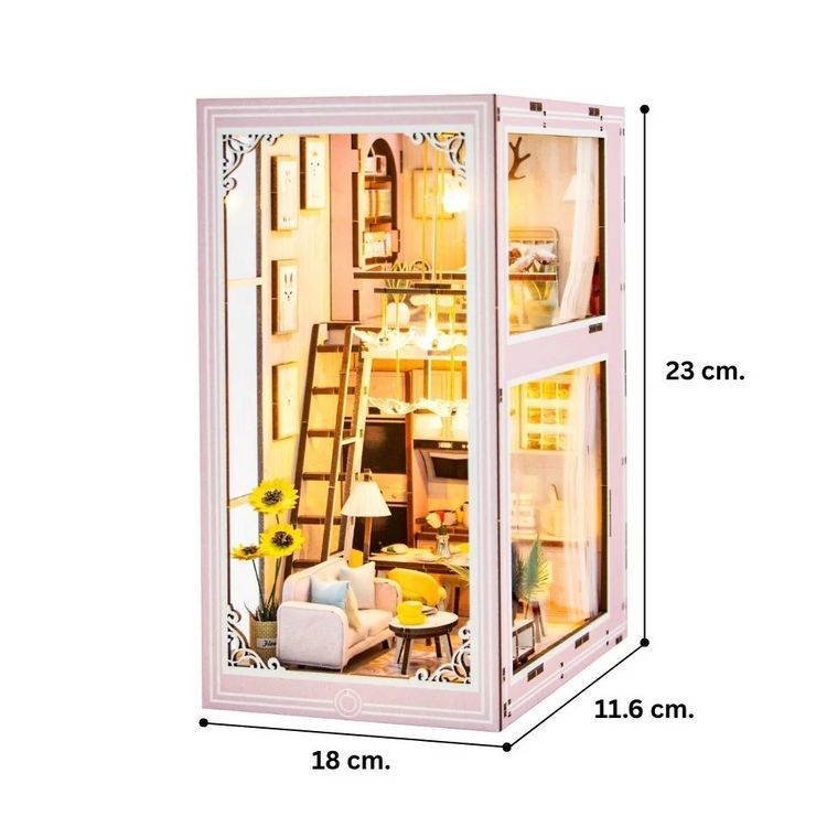Produktbild: FiguredArt M2413 - DIY Book Nook, Pink Loft, Puzzle, 54 Teile, Miniatur-Diorama