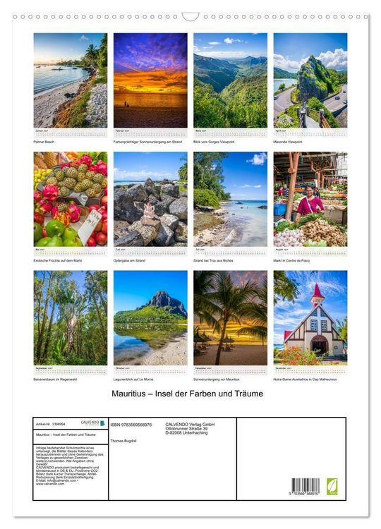 Produktbild: Mauritius &ndash; Insel der Farben und Tr&auml;ume (Wandkalender 2027 DIN A2 hoch), CALVENDO Monatskalender