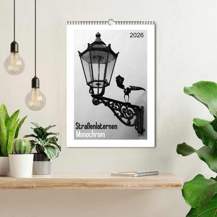 Produktbild: Stra&szlig;enlaternen Monochrom (Wandkalender 2026 DIN A3 hoch), CALVENDO Monatskalender