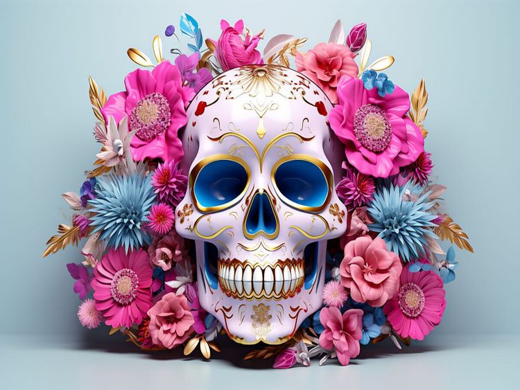 Produktbild: CALVENDO Puzzle Ein Motiv aus dem Kalender Skull Flower - Totenkopf ART | 1000 Teile Lege-Gr&ouml;&szlig;e 64x48cm Foto-Puzzle f&uuml;r gl&uuml;ckliche Stunden